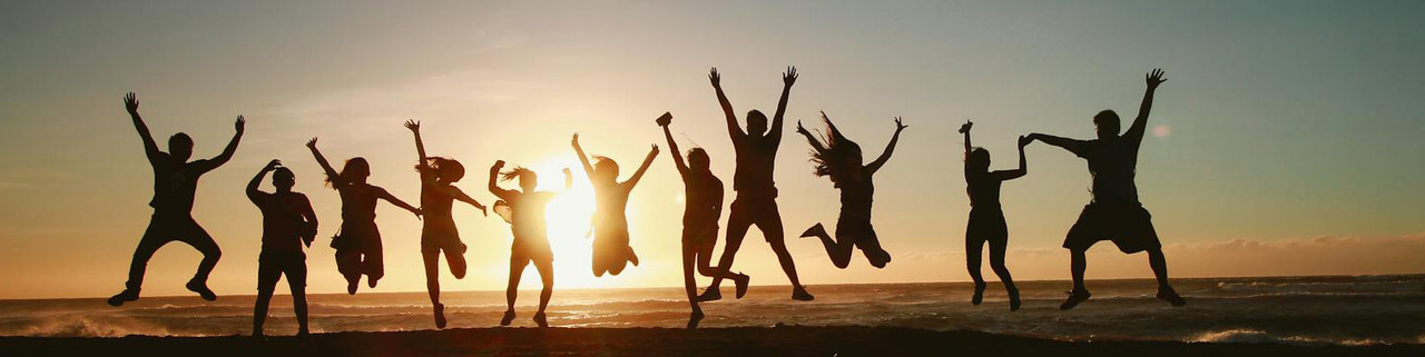 A group of friends jumping