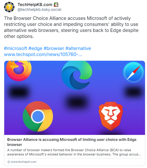 Browser Choice Allianz: Vorwürfe gegen Microsoft