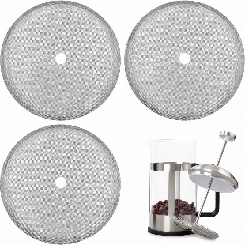3Pc French Press Cafetiere Coffee Filter Mesh Screen Replacement 8-Cup 34oz 4in