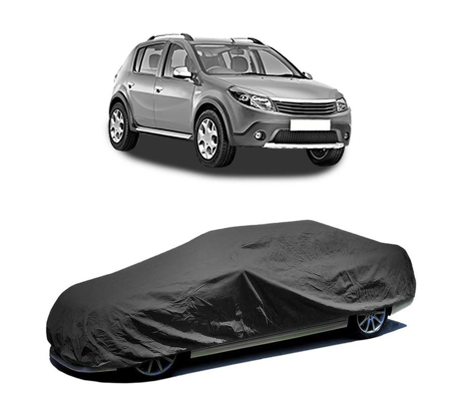 Husa tip prelata auto pentru DACIA SANDERO II 2012,culoare negru, material textil impermeabil, rezistanta la intemperii praf UV, CARPASSION Husa Protectie