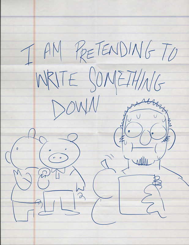 I am pretending to write something down