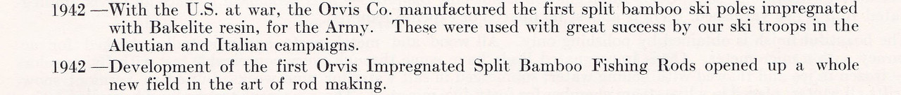 Catalog - 1950 page 3 (Orvis Firsts - impregnation dates excerpt)