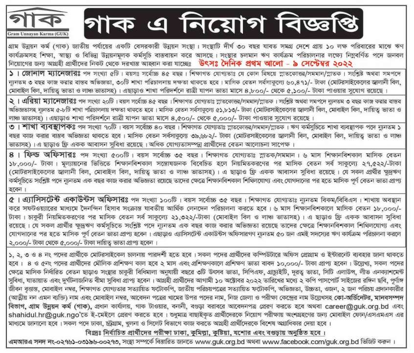 Guk NGO Job Circular 2022