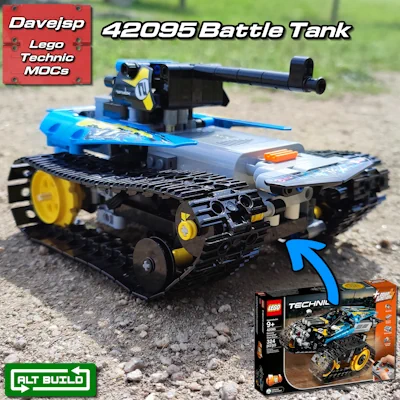 Battle tank vehicle alternative build using only bricks from the LEGO Technic set 42095 Remote-Controlled Stunt Racer