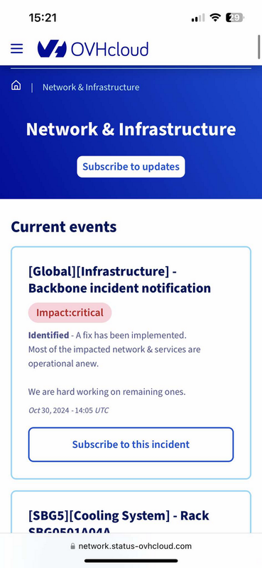 Ausfall bei OVH