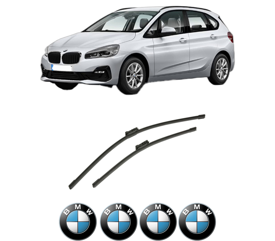 Set stergatoare auto BMW Seria 2 Active Tourer Van (F45) din 2014-2021, pentru parbriz auto, 2 bucati, Bosch Aerotwin, din cauciuc siliconat rezistent, 4 Stickere Auto BMW Seria