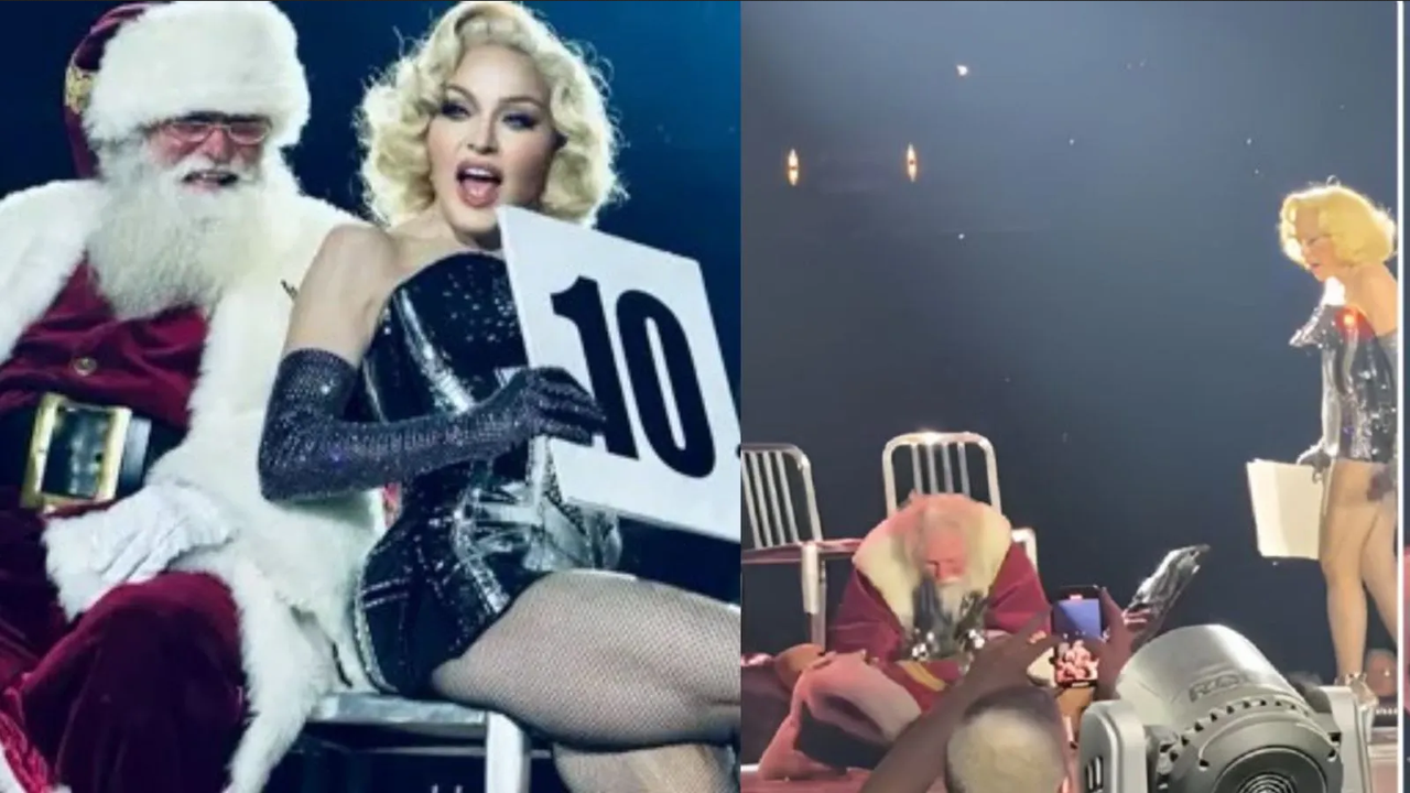 Santa Claus se cae en pleno concierto de Madonna