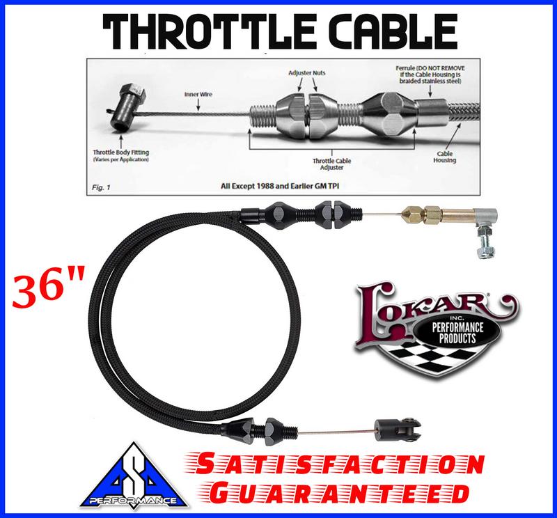 Lokar TC-1000LS1U Throttle Cable LS1 //350 Ramjet 36/" Braided Stainless Housing