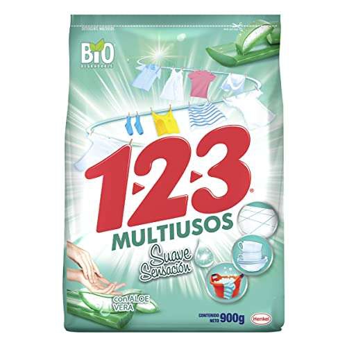 Amazon: 1-2-3 Multiusos Aloe Vera, detergente en polvo, Aloe Vera, Ropa brillante, fresca y suave, 900g 
