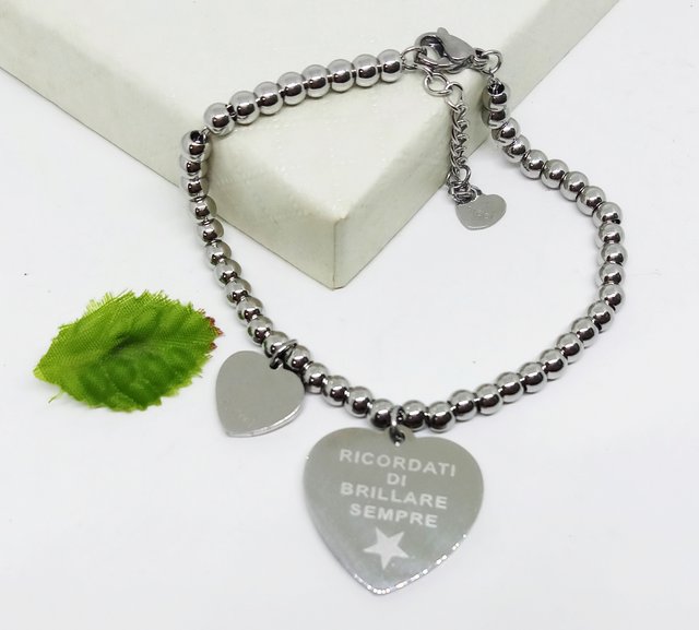BRACCIALE MAMMA DONNA ACCIAIO INOX 316L CON DEDICA FRASE AMORE