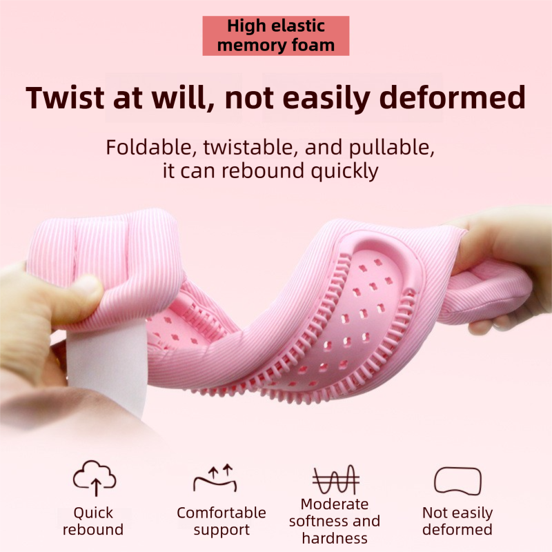 Pink Adjustable Silicone Neck Brace with High-Elastic Memory Foam & V-Shape - Prevent Forward Head Tilt and Posture Correction