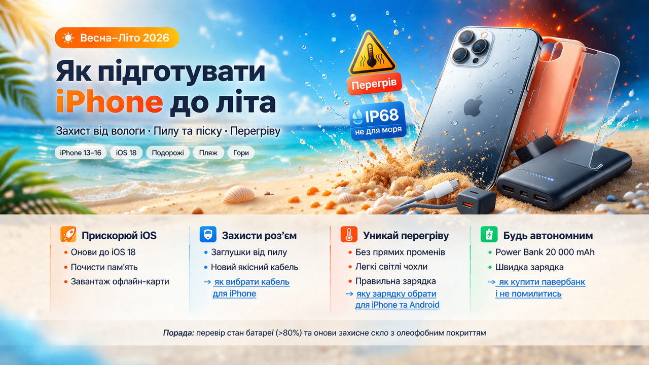 Як підготувати iPhone до літа: захист від вологи, пилу та перегріву