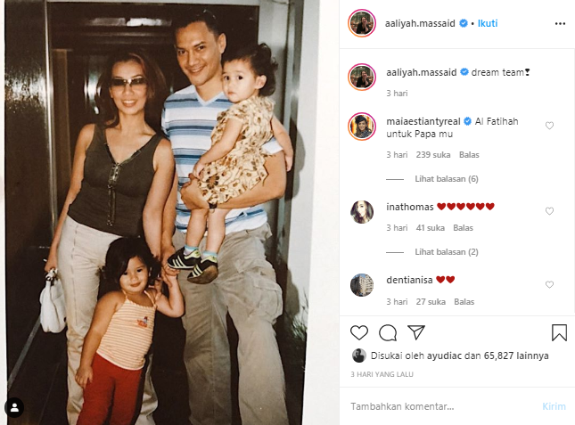 Unggahan potret lawas keluarga Aaliyah Massaid