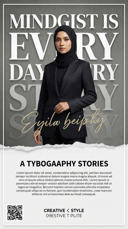 AI-generated example result for the marketing prompt: Editorial Typography Stories Fashion Advert by Prompt Craft