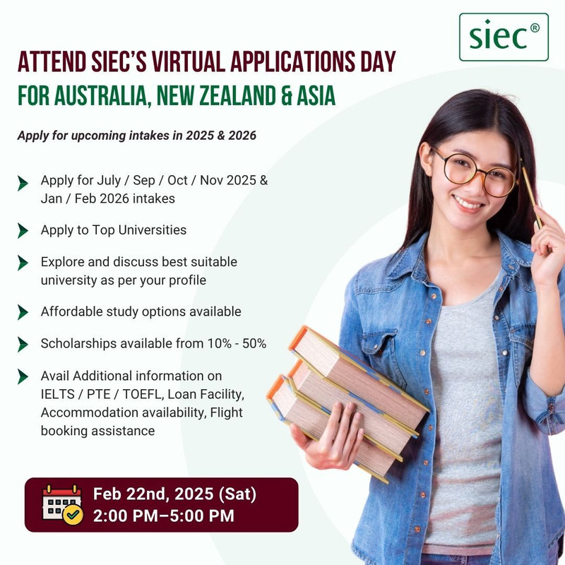 Attend SIEC’s Virtual Applications Day for Australia, New Zealand & Asia (Apply for upcoming intakes