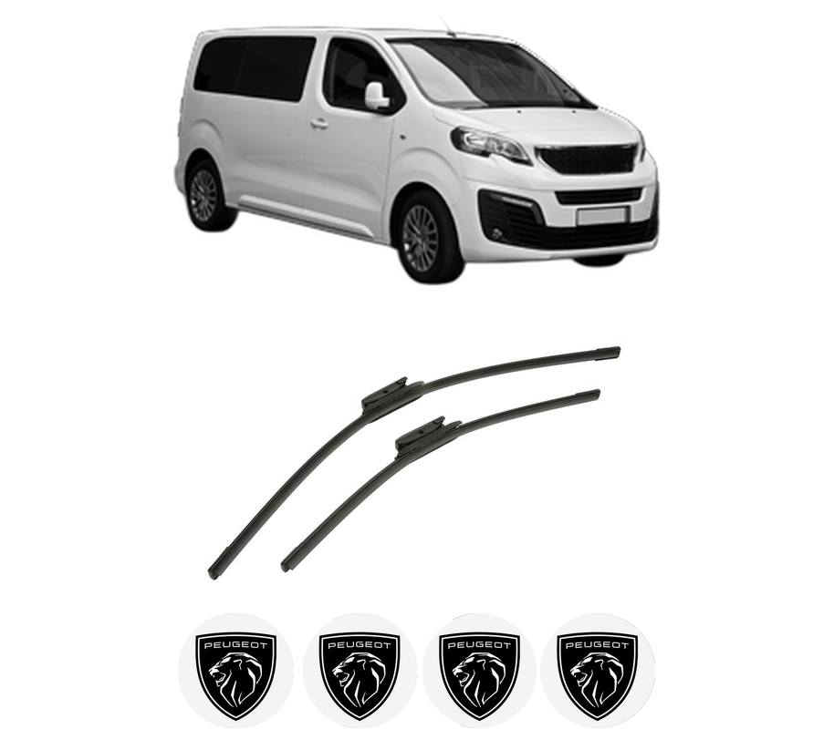 Set stergatoare auto PEUGEOT TRAVELLER Bus (V_) din 2016-2023, pentru parbriz auto, 2 bucati, Bosch Aerotwin, din cauciuc siliconat rezistent, 4 Stickere Auto PEUGEOT