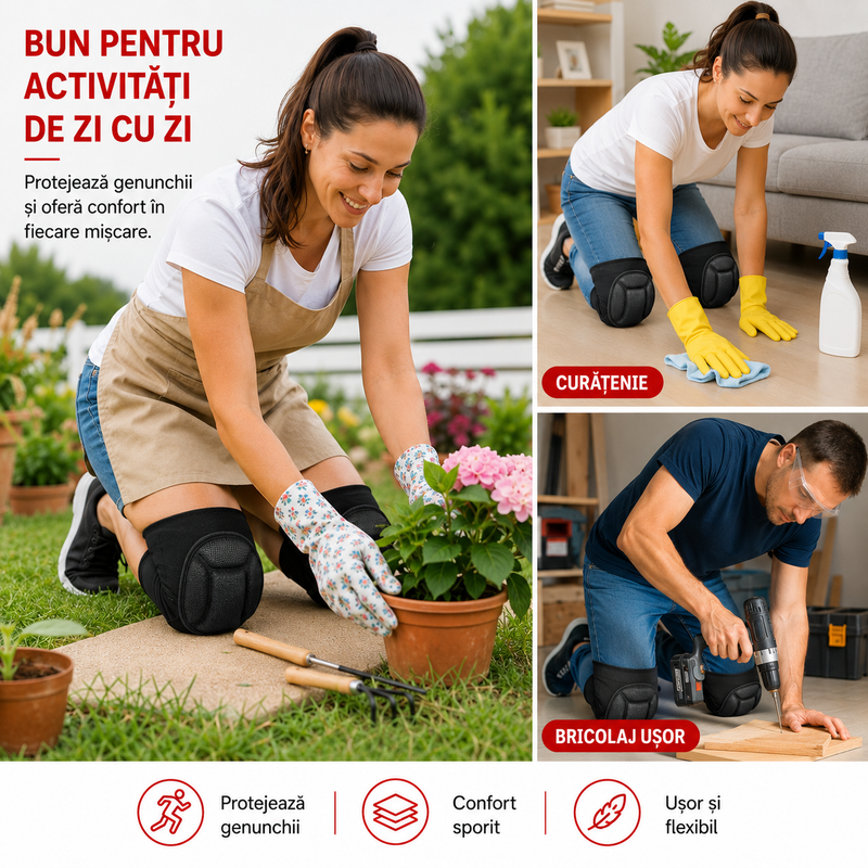 Genunchiere cu burete Zenifique pentru grădinărit curățenie și bricolaj