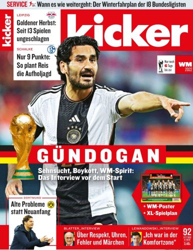 Cover: Kicker Sportmagazin No 92 vom 14  November 2022