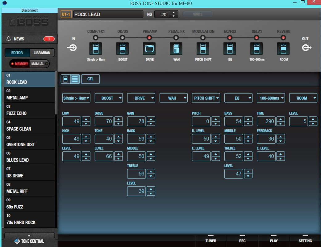 Boss ME-80 - Boss Tone Studio