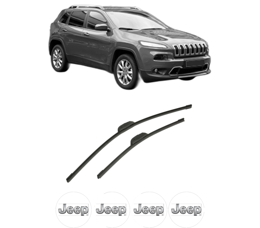 Set stergatoare auto JEEP CHEROKEE (KL) din 2013-2018, pentru parbriz auto, 2 bucati, Bosch Aerotwin Retrofit, din cauciuc siliconat rezistent, 4 Stickere Auto JEEP