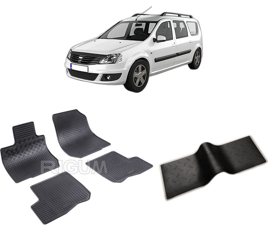 Set covorase auto DACIA LOGAN I din 01.2007-08.2013, cu covoras tunel median, CAROSERIE COMBI, Presuri cauciuc 100%, compatibil cu autoturismul DACIA LOGAN I, Rigum