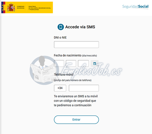Solicitar informe prestaciones seguridad social por SMS 