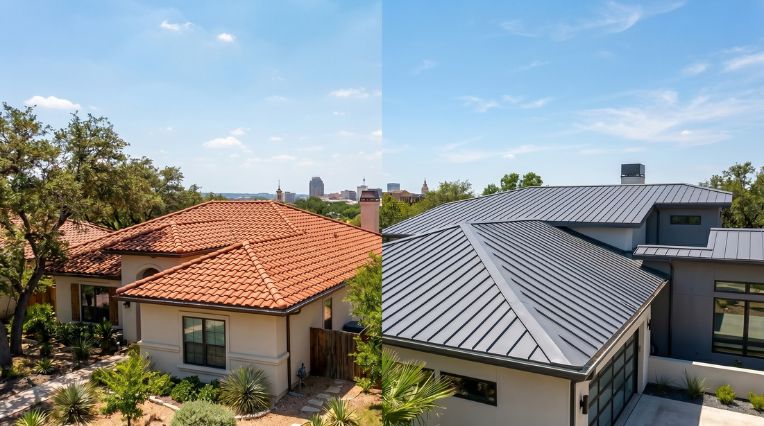 Metal roof vs tile roof maintenance comparison San Antonio
