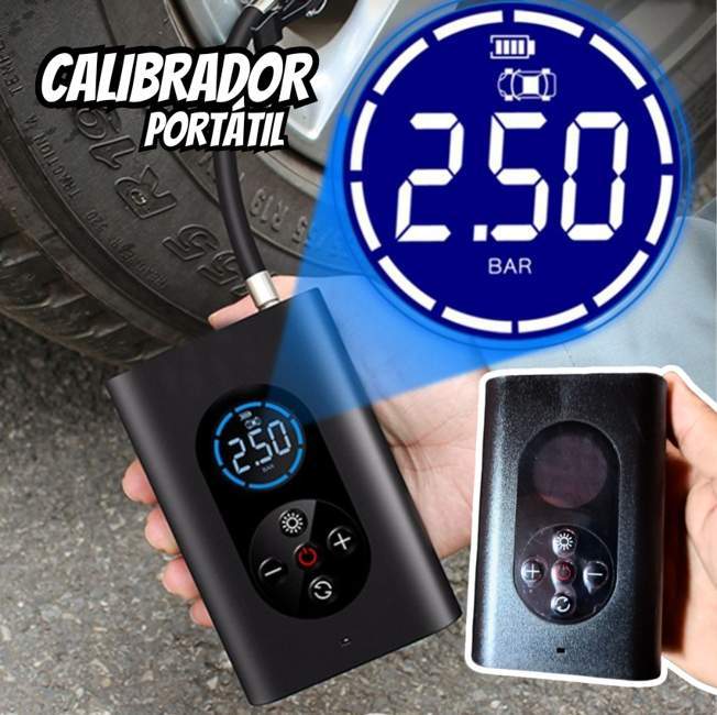 Bomba De Encher Rezzet Pneu Carro Bike Moto Portátil Digital Preto Cor Mini Calibrador Preto