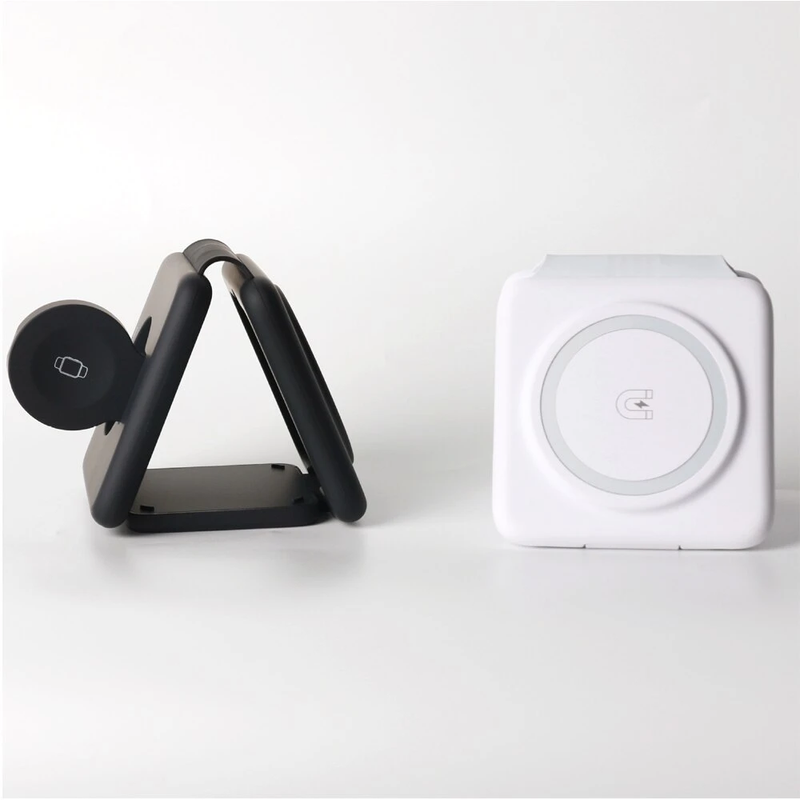 Incarcator Wireless Daden® Magsafe 3 in 1, Pliabil, FastCharge 15W, Statie de incarcare cu Magsafe, compatibil cu Iphone, Samsung, Huawei, Oppo, Xiaomi, Apple Watch, Airpods Pro, Galaxy Buds, TWS, Negru P14 Magnetic Wireless Charger for Smartphone Watch Headphone 3 in 1 Portable Mobile Power Bank Foldi