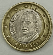 1 EURO  España  año 2003.  TALADRO IRREGULAR C0089-EE2-AEDF-4-D58-88-E8-481-AB2-CE8-B13
