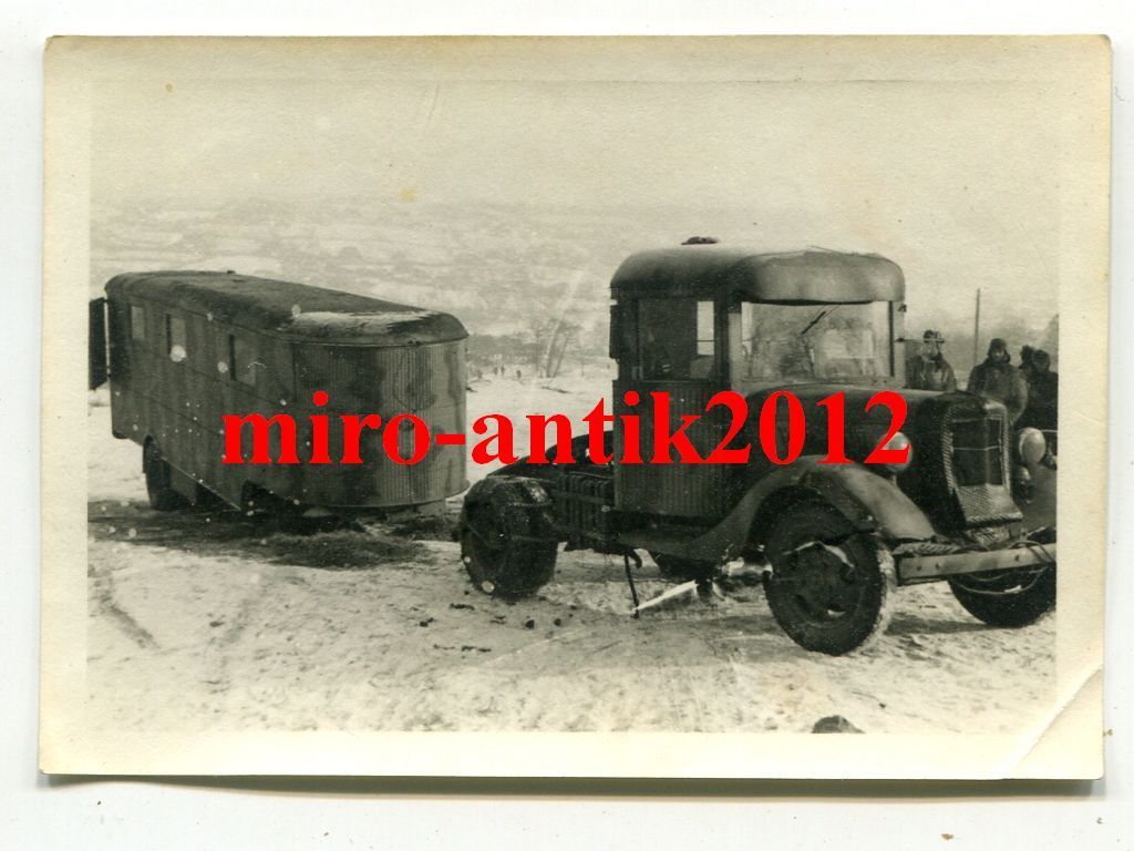 Foto, Wehrmacht, LKW, Sonderanhänger, Beute