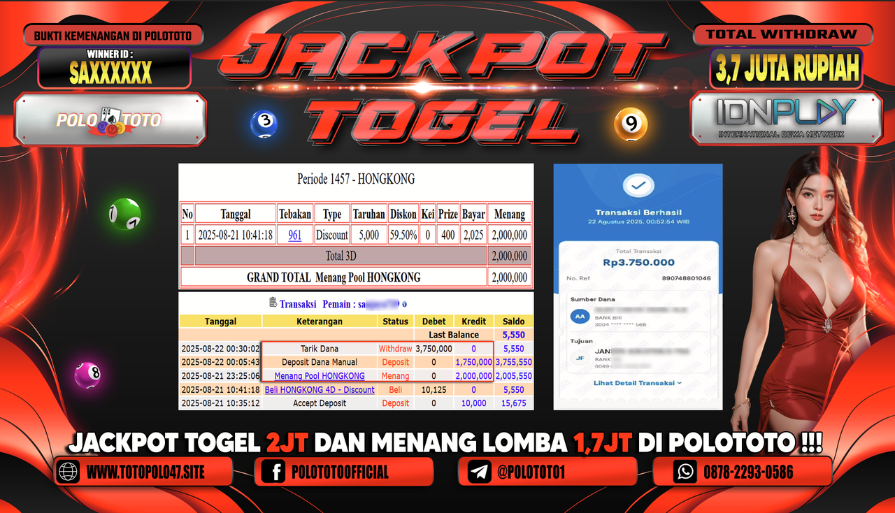 POLOTOTO JACKPOT TOGEL HONGKONG LOTTO Rp.3.750.000,-