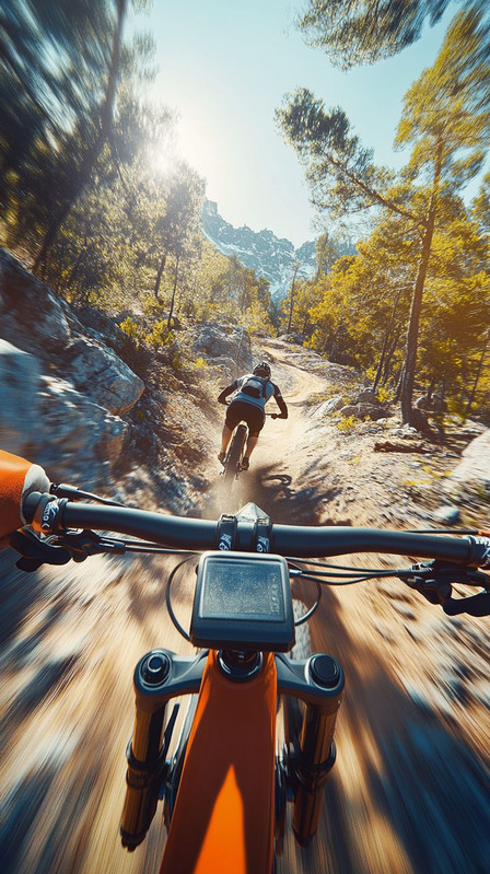 Адреналиновое фото горного байкера скорость и мощь на скалистой тропе
