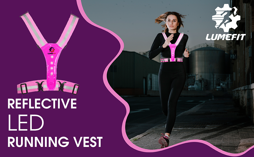 LUMEFIT Reflective Vest USB LED Safety Running Cycling Armbands