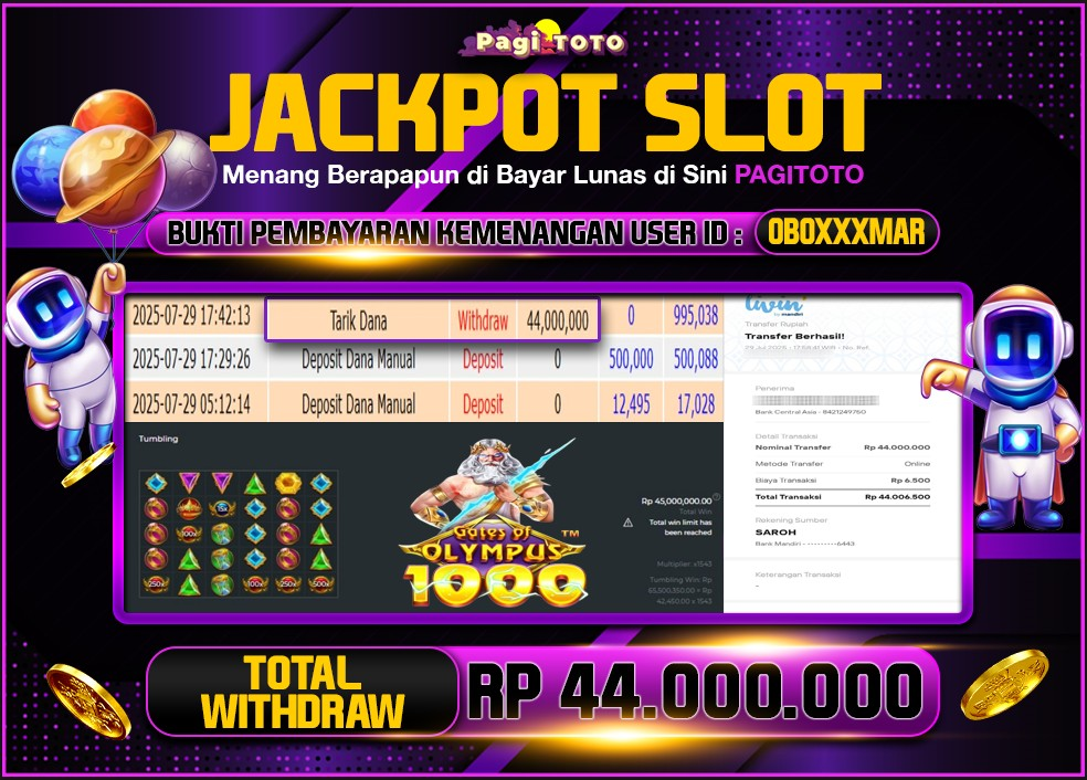 HAPPY JACKPOT MEMBER PAGITOTO SLOT GATES OF OLYMPUS 1000 Rp 44.000.000-, - LUNAS