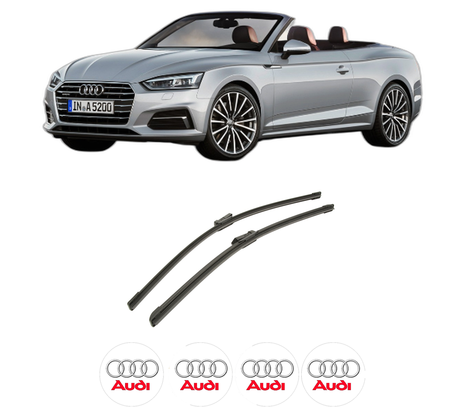 Set stergatoare auto AUDI A5 Convertible (F57, F5E) din 2016-2020, pentru parbriz auto, 2 bucati, Bosch Aerotwin, din cauciuc siliconat rezistent, 4 Stickere Auto AUDI