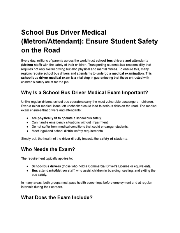 Metron_Attendant Medical for school bus