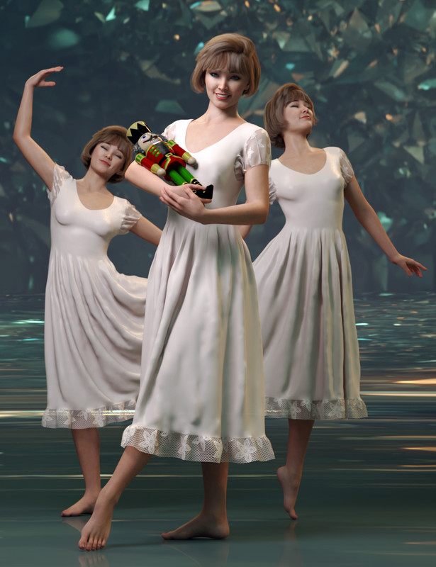 Nutcracker Dance Poses for Clara 8.1 and Genesis 8.1 Female