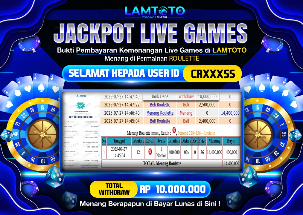 BUKTI JACKPOT LUNAS LAMTOTO