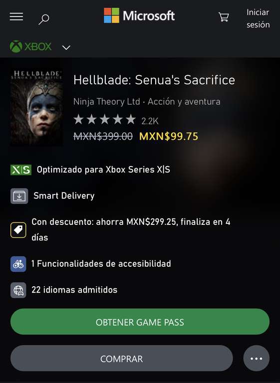 Microsoft store Mx! Hellblade senuas sacrifice 
