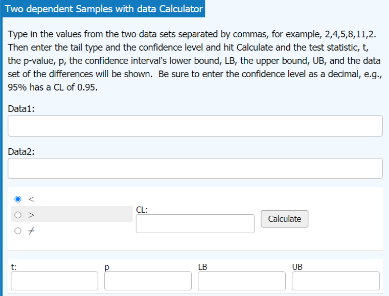 Two Dependent Samples With Data