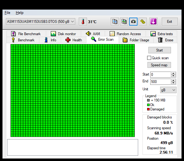 500gb error scan