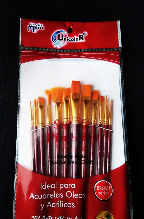 Kit pinceles surtidos plano redondo abanico angular delineador P