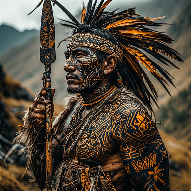 A-tribal-warrior-in-woodcut-st-2
