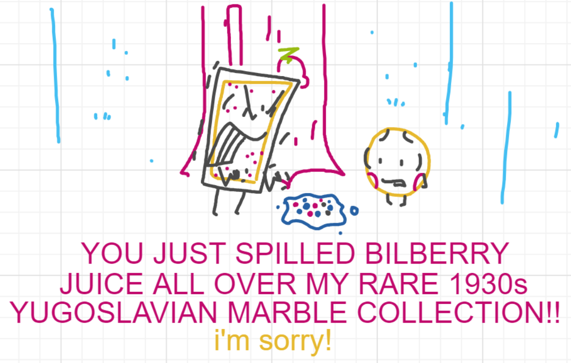 A panel from A Murder On The, episode six of the Board Boards object show by Furretwalk/WalkingFurret.