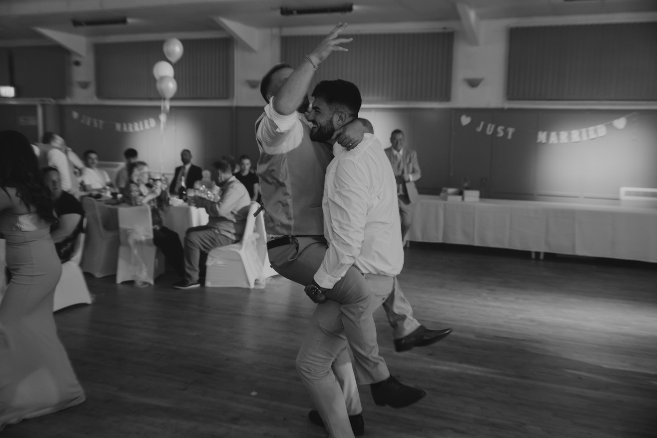 Toasts and laughter during the reception