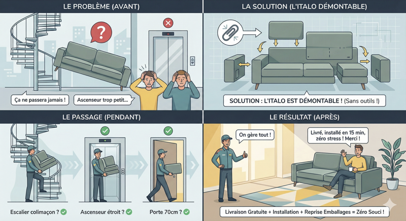 Italo entièrement démontable sur glissières — escalier parisien — Déco Éléments