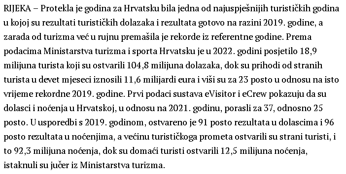 Prihodi od turizma 13 milijardi eura, 2022. srušila brojne rekorde Screenshot-8133