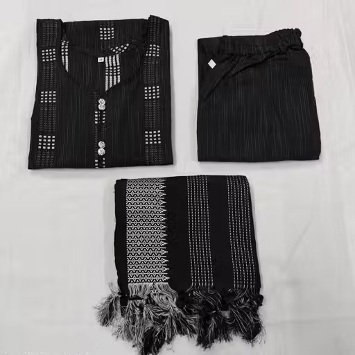 #Kurti and pant with Dupatta For women #Womenfashion# fashion #cottonwear#Emboideryblackkurtiandpant Color 1 (KS133)