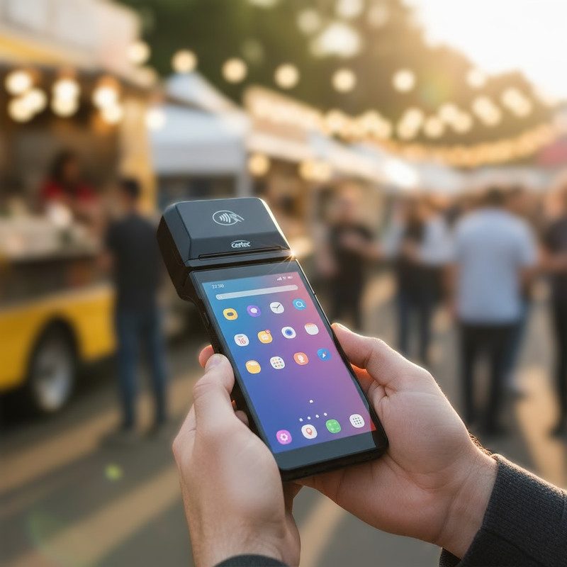 Gertec GPOS780 aceitando pagamento por aproximação (NFC)